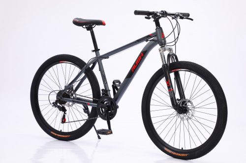Bicicletă mountainbike cu furcă telescopică RUSH 26" gri/roșu B126-GR