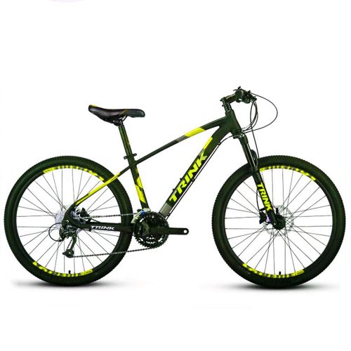 Bicicleta MTB, Trink B212-Y 26”, Cadru 17”, negru/galben, 21 Viteze, Pedale MTB, Suspensie cu Arc, Frana de disc