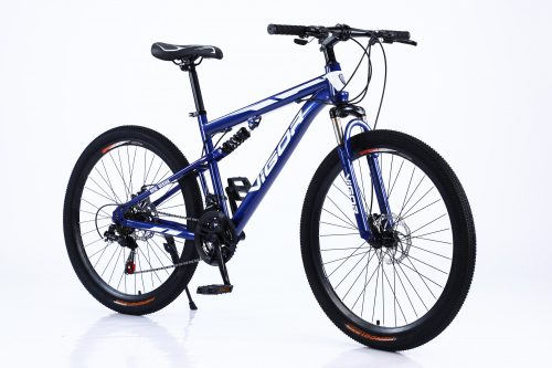 Bicicleta MTB, B55-Blue, Cadru 17”, gri/negru, 21 Viteze, Pedale MTB, Suspensie cu Arc, Frana de disc