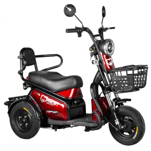 Tricicleta electrica, Magnet EB08-RM, rosu, 500W, 48V, Roata 8", 12Ah