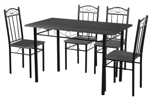 Set masa cu 4 scaune,  FUR-101-17BL, masa 120x67x75 cm, negru