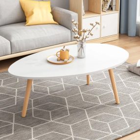   Măsuță de cafea ovală, FUR-1313-1, 100 x 50 x 42 cm, alb 