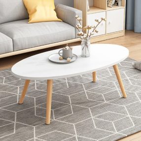   Măsuță de cafea ovală, FUR-1314-1, 120 x 60 x 42 cm, alb 