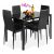 FUR-138-258-BLACK set masa din sticla 4 scaune tapițate