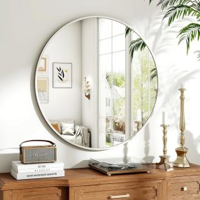 Oglindă rotundă 60 cm albă FUR-1712-2