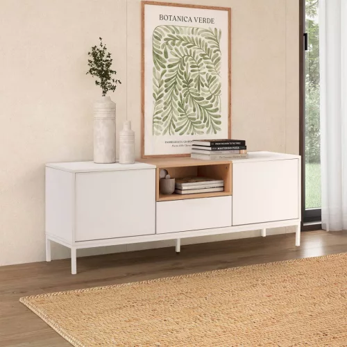 Suport TV / suport media multifuncțional 120x30x40 cm alb FUR1344-1