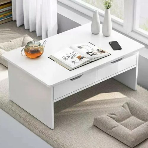 Măsuță de cafea 80x40x40 cm albă cu 2 sertare FUR1951-2