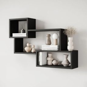 Raft de perete 87x18x54cm negru FUR1961-3