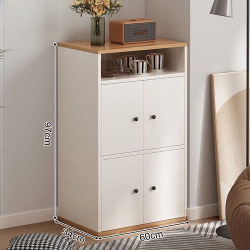 Comodă pentru dormitor, living, mobilier dulap cu 4 uși, 60 x 34 x 97 cm, alb FZ04