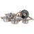 G012 Set de oale din inox 12 piese cu ceainic si manere bachelita cu capace de sticla