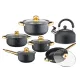 Set de vase inox 12 piese cu ceainic negru G31