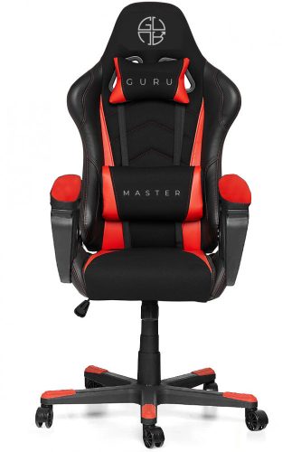 Guru Master GM2-R, scaun de gaming, elegant, ergonomic, rotativ, negru/rosu