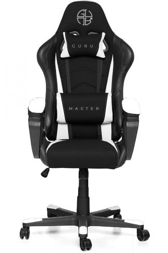 Guru Master GM2-W, scaun de gaming, elegant, ergonomic, rotativ, negru/alb