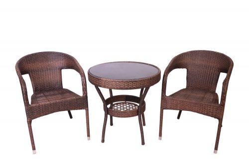 Set de mobilier de grădină rattan 3 piese maro deschis GRD03-LB