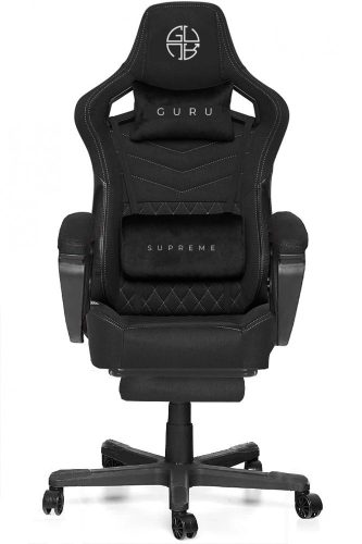 Guru Supreme GS2-W-L, scaun de gaming,  elegant, ergonomic, rotativ, cu suport picioare, negru/alb