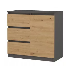  Comodă cu sertare mobilier dormitor living 80x35x77 cm maro gri GW-04
