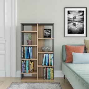 Raft de cărți 72x25x124cm gri KH14-2