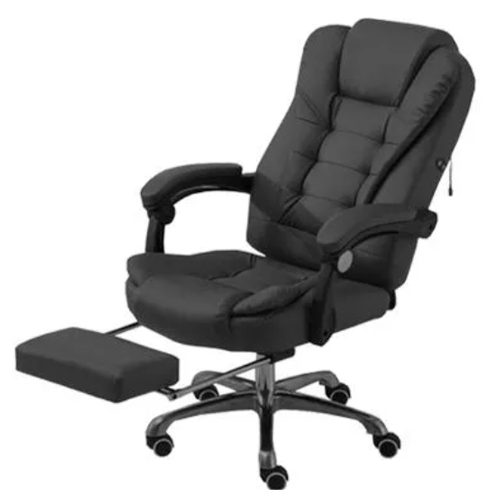 Scaun de birou BeComfort OC04-L cu suport picioare cu funcție de masaj USB încorporat, negru
