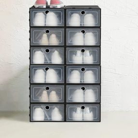   Cutie de depozitare a pantofilor, ST-12-B, 12 bucăți, negru 