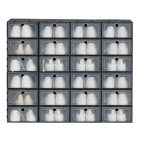   Cutie de depozitare a pantofilor, ST-24-B, 24 de bucăți, negru 