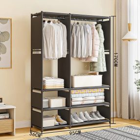   Dulap pentru haine din material textil 170x36x95cm negru TR02-1