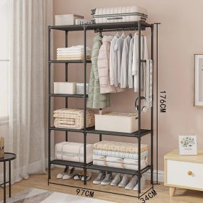   Dulap pentru haine din material textil 176x34x97cm negru TR08-1